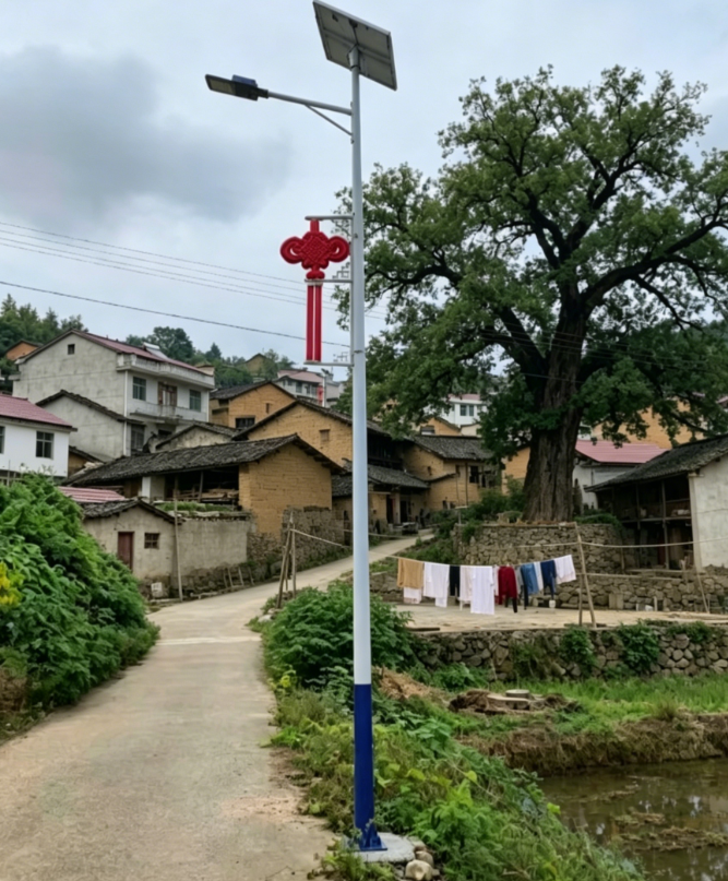 盘州新景：创阳照明带中国结的太阳能路灯点亮乡村振兴路